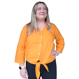 6947 Orange Linen Shirt