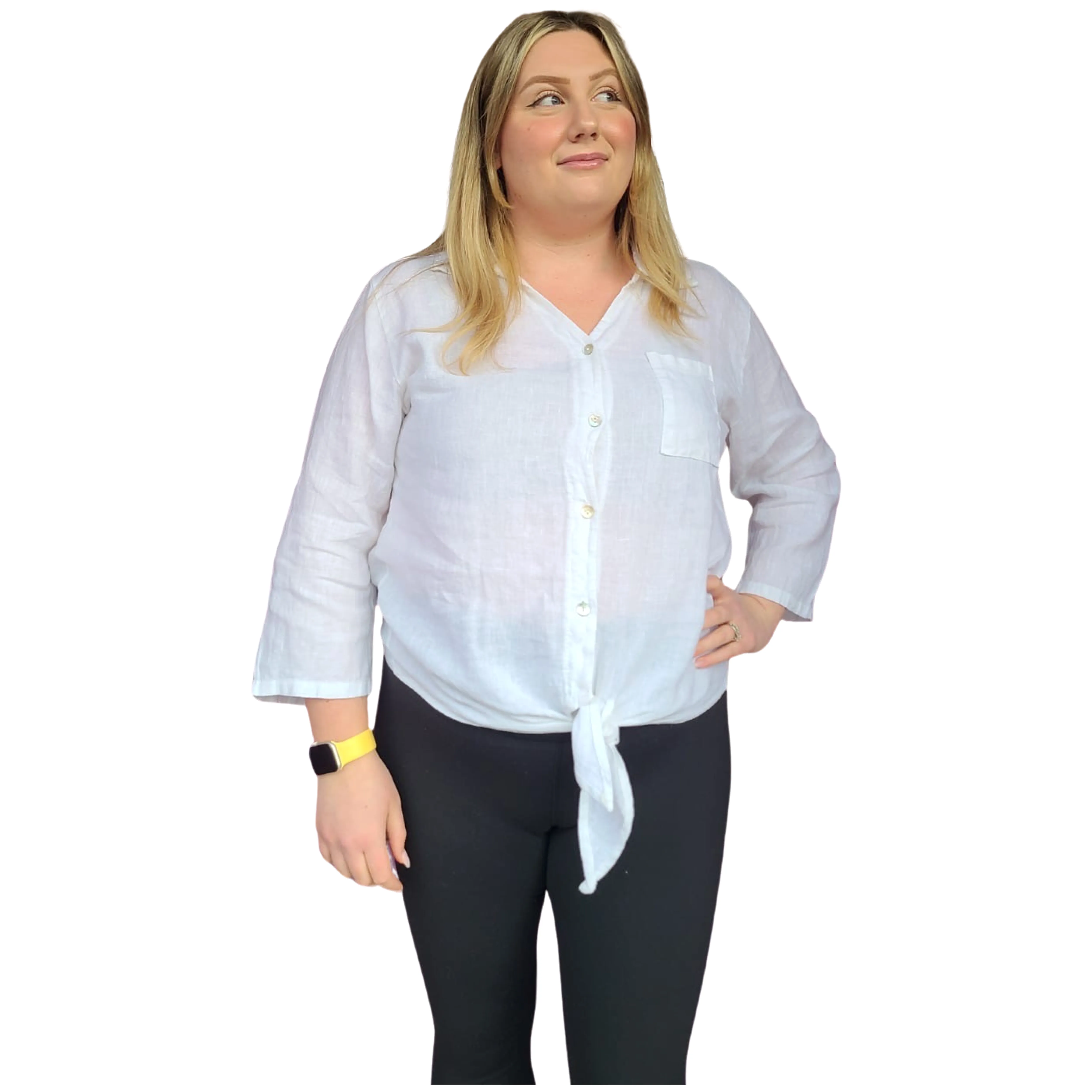 6947 White Linen Shirt