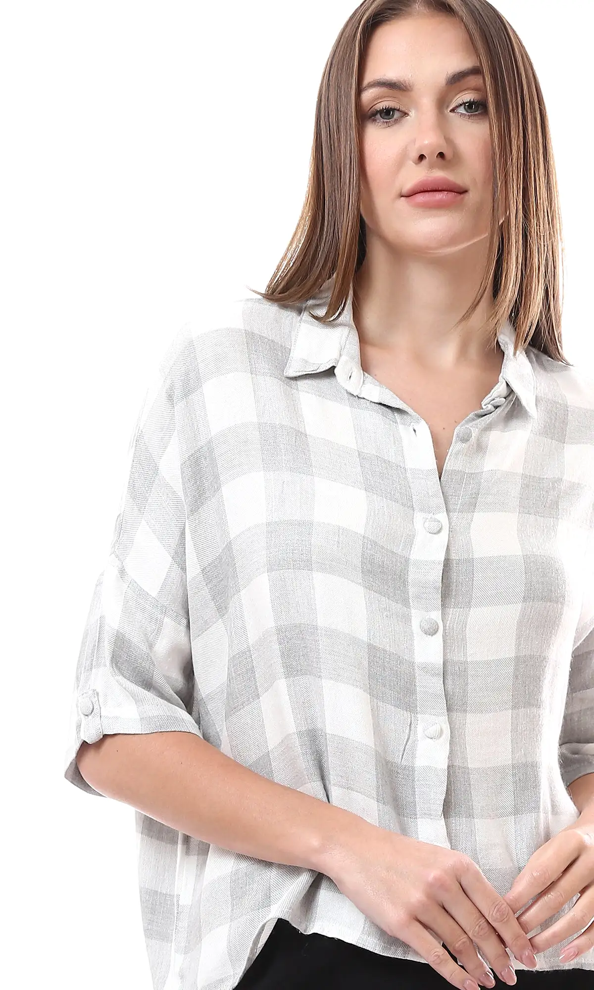 98146 Grey & White Plaids Lightweight Summer Shirt