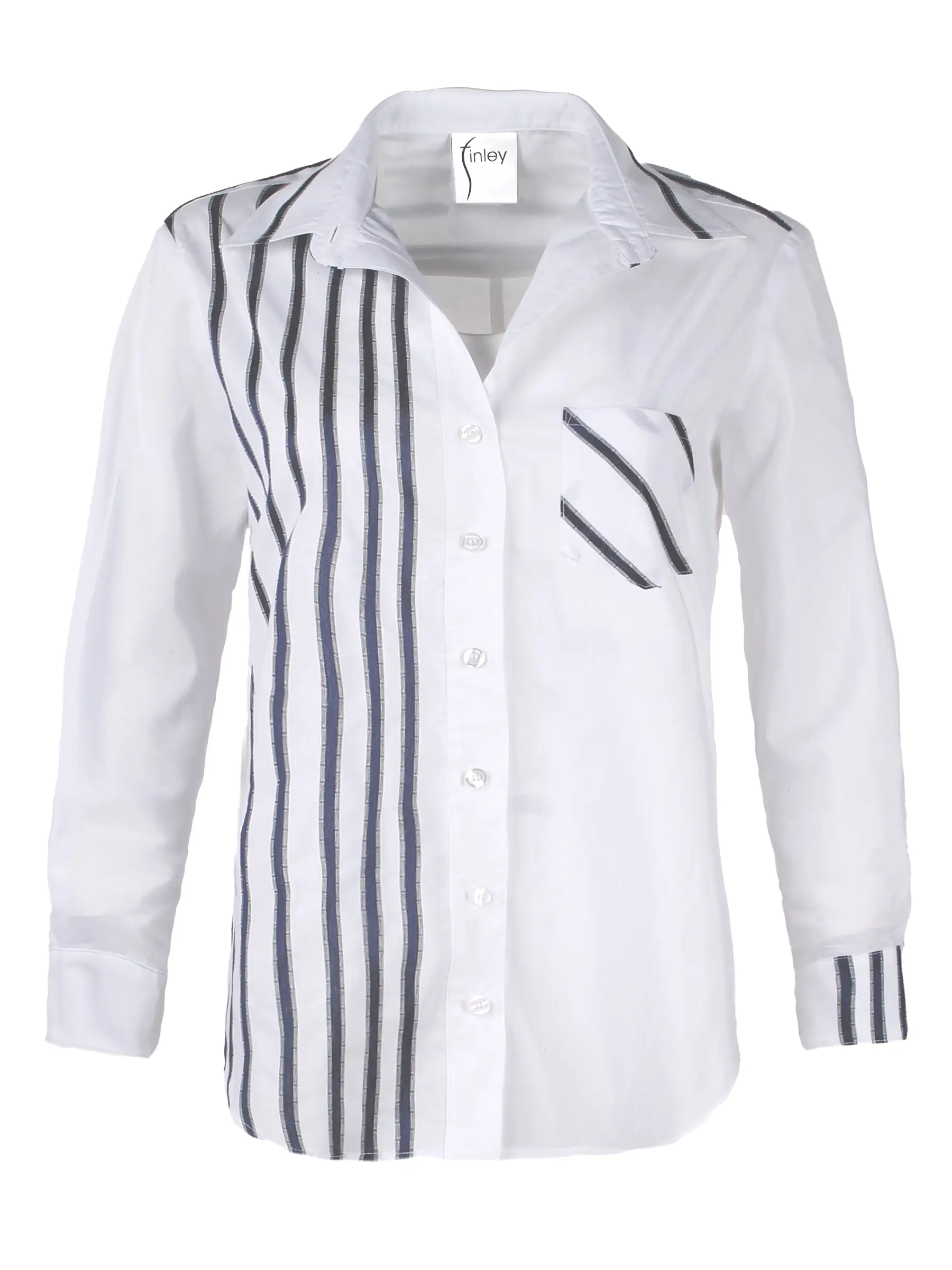 Alex Shirt Blue and White Ribbon Stripe