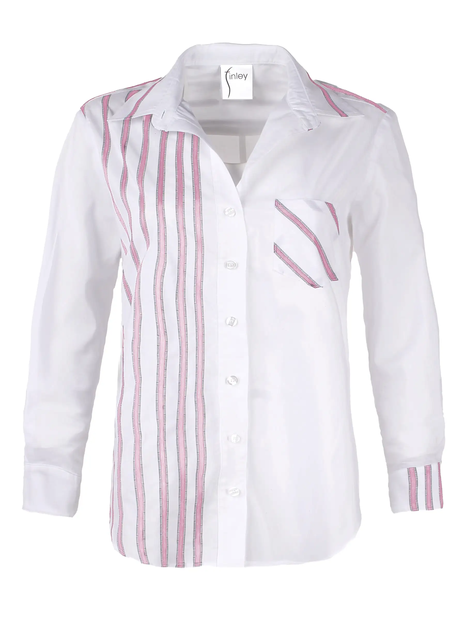 Alex Shirt Pink and White Ribbon Stripe