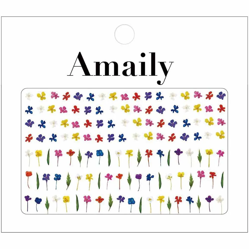 Amaily Japanese Nail Art Sticker / Pressed Flowers / Bright