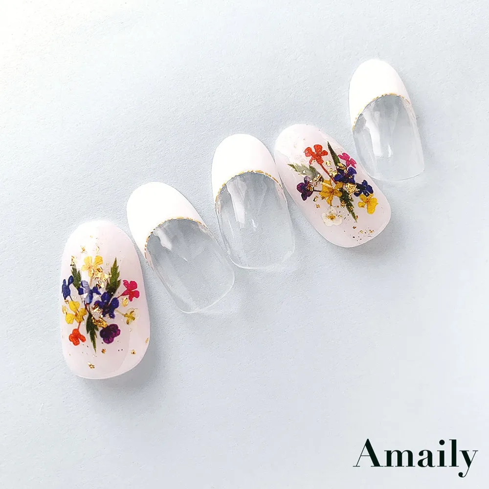 Amaily Japanese Nail Art Sticker / Pressed Flowers / Bright