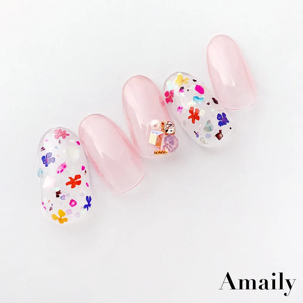 Amaily Japanese Nail Art Sticker / Pressed Flowers / Bright