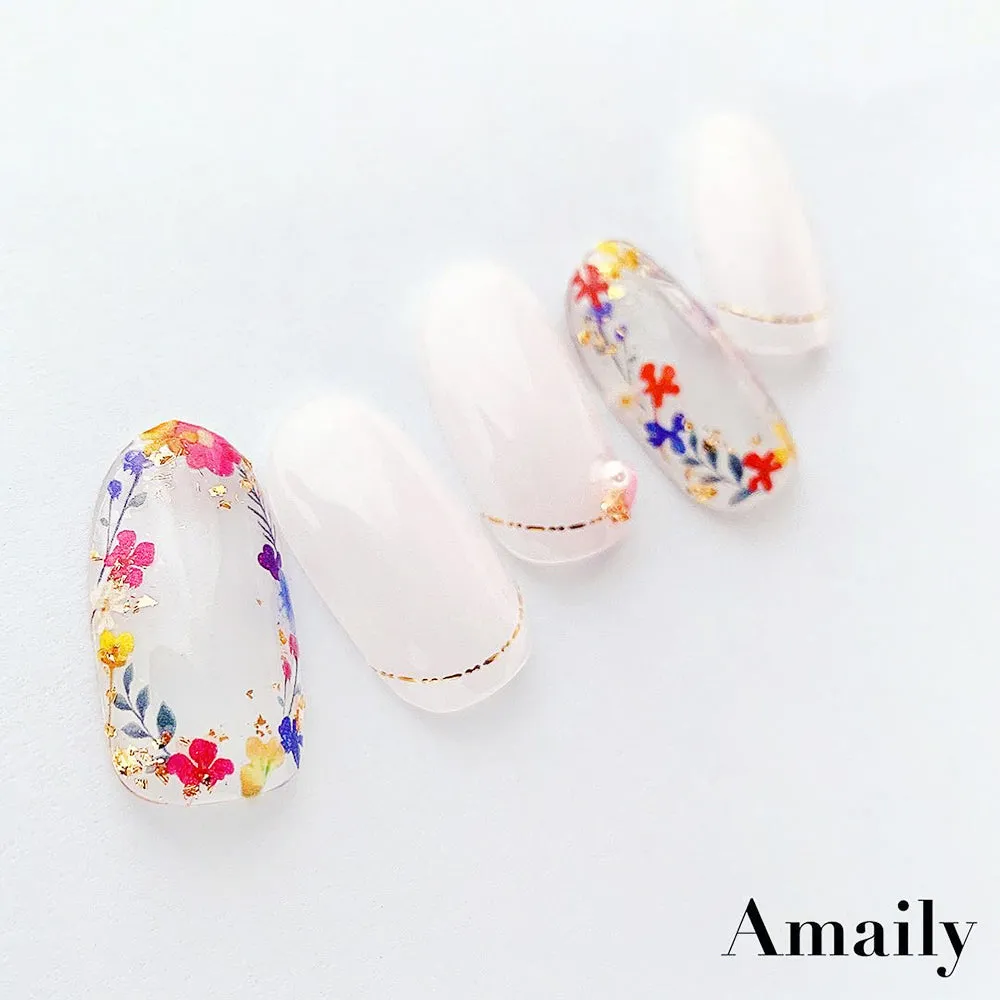 Amaily Japanese Nail Art Sticker / Pressed Flowers / Bright