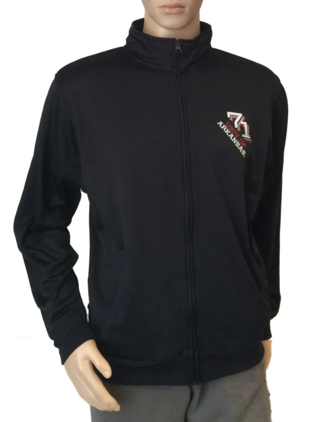 Arkansas Razorbacks Champion Black Long Sleeve Full Zip Jacket with Pockets (L)