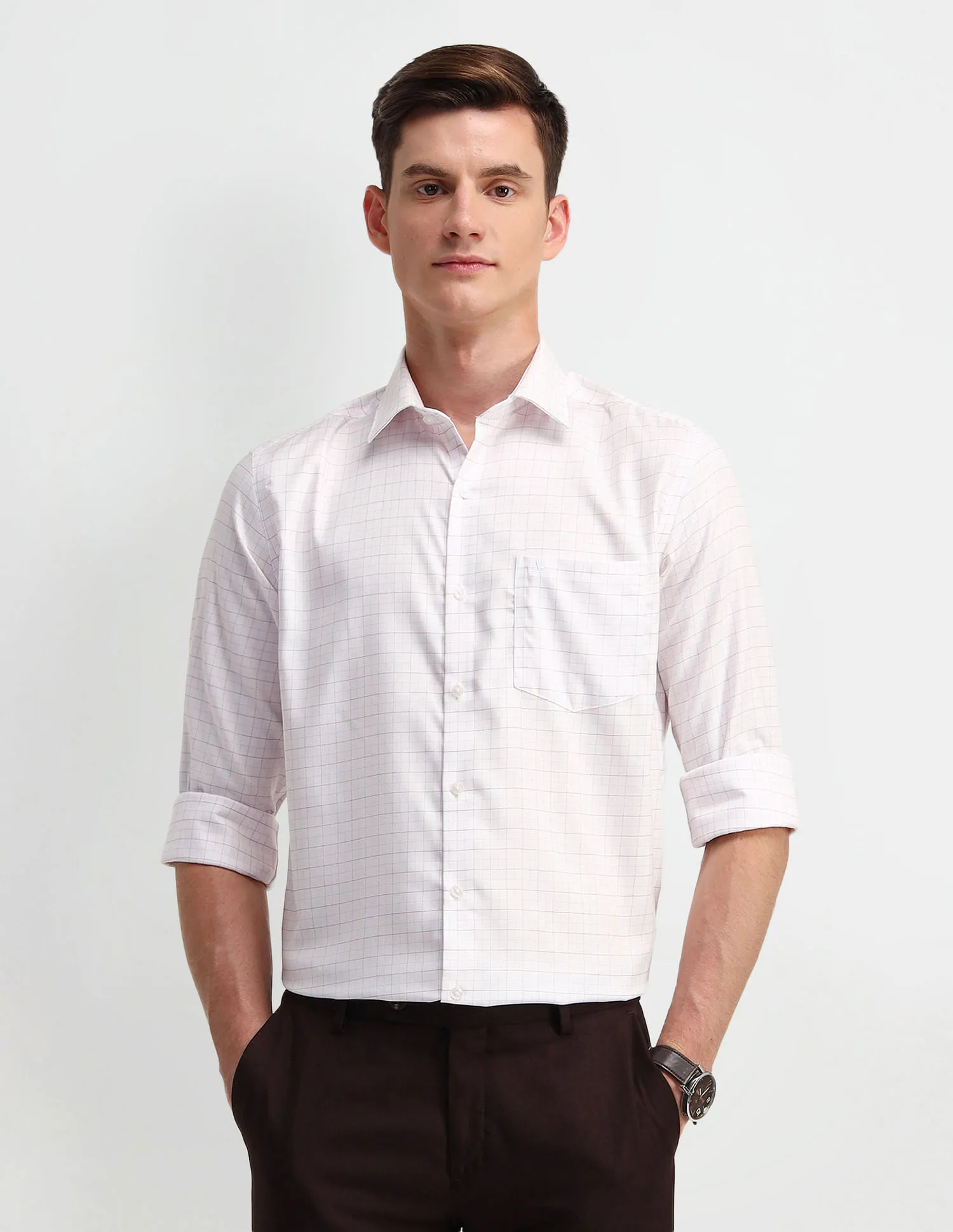 Arrow Grid Tattersall Checks Cotton Shirt