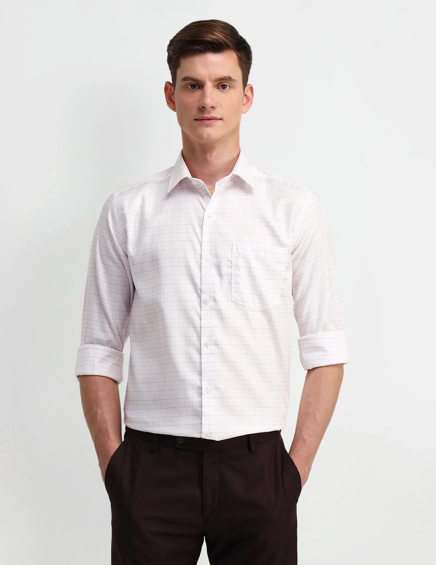 Arrow Grid Tattersall Checks Cotton Shirt