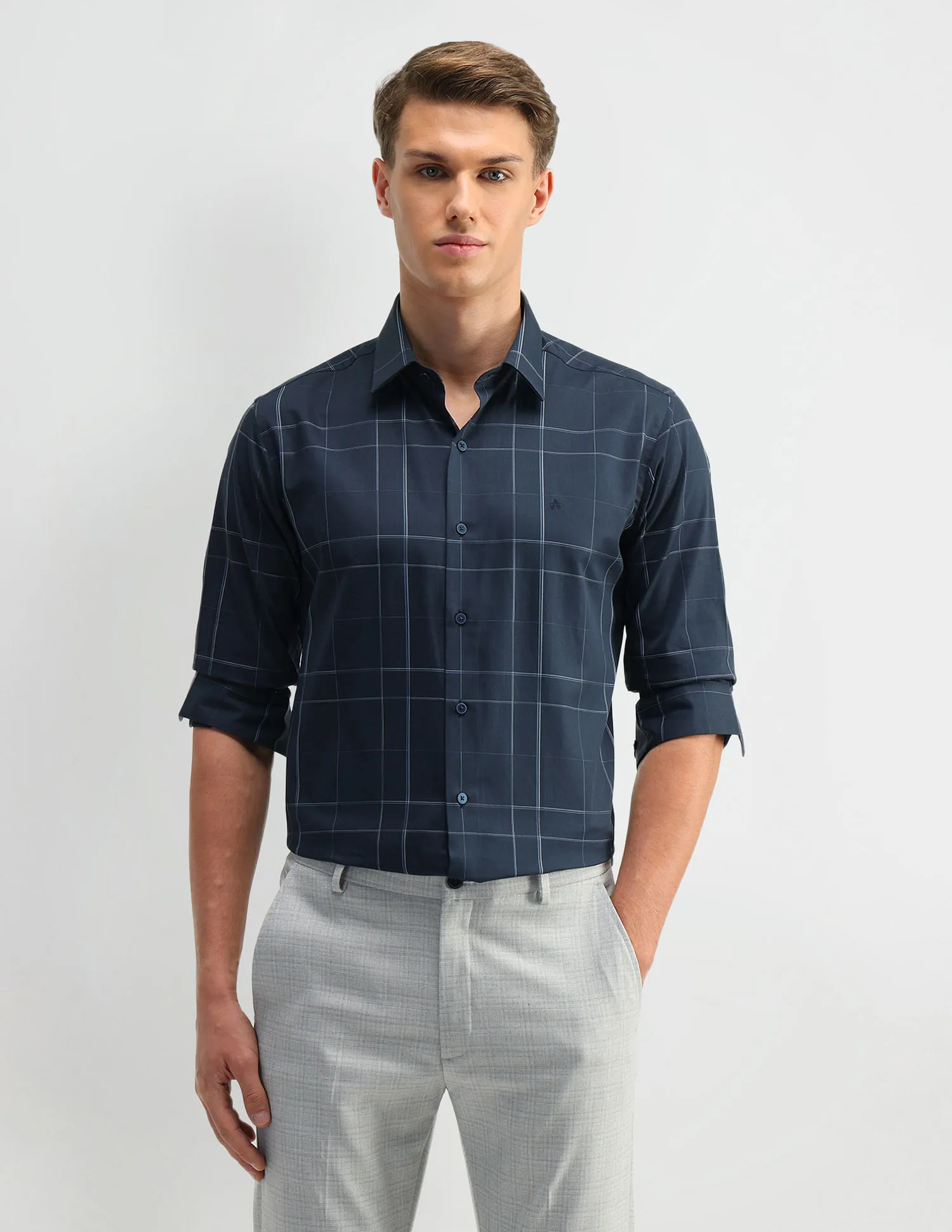 Arrow Newyork Windowpane Checks Cotton Shirt