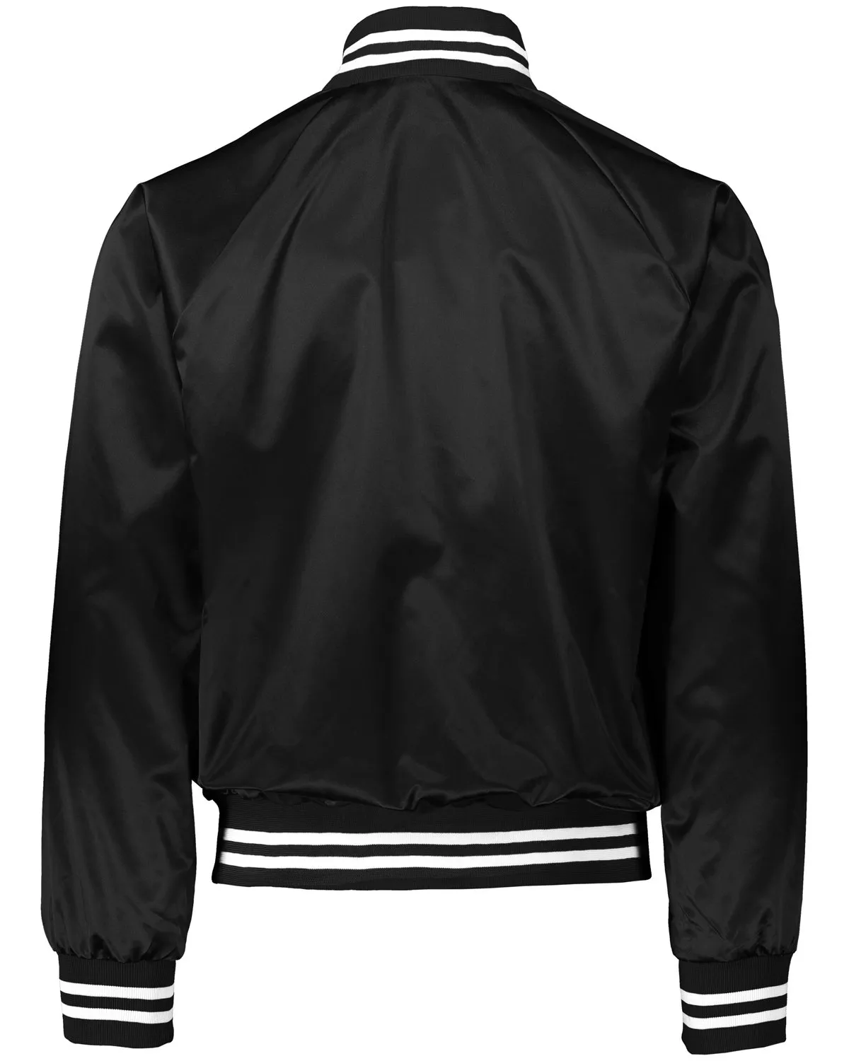 Augusta Sportswear 3610 Satin Baseball Jacket Striped Trim SKU: 3610