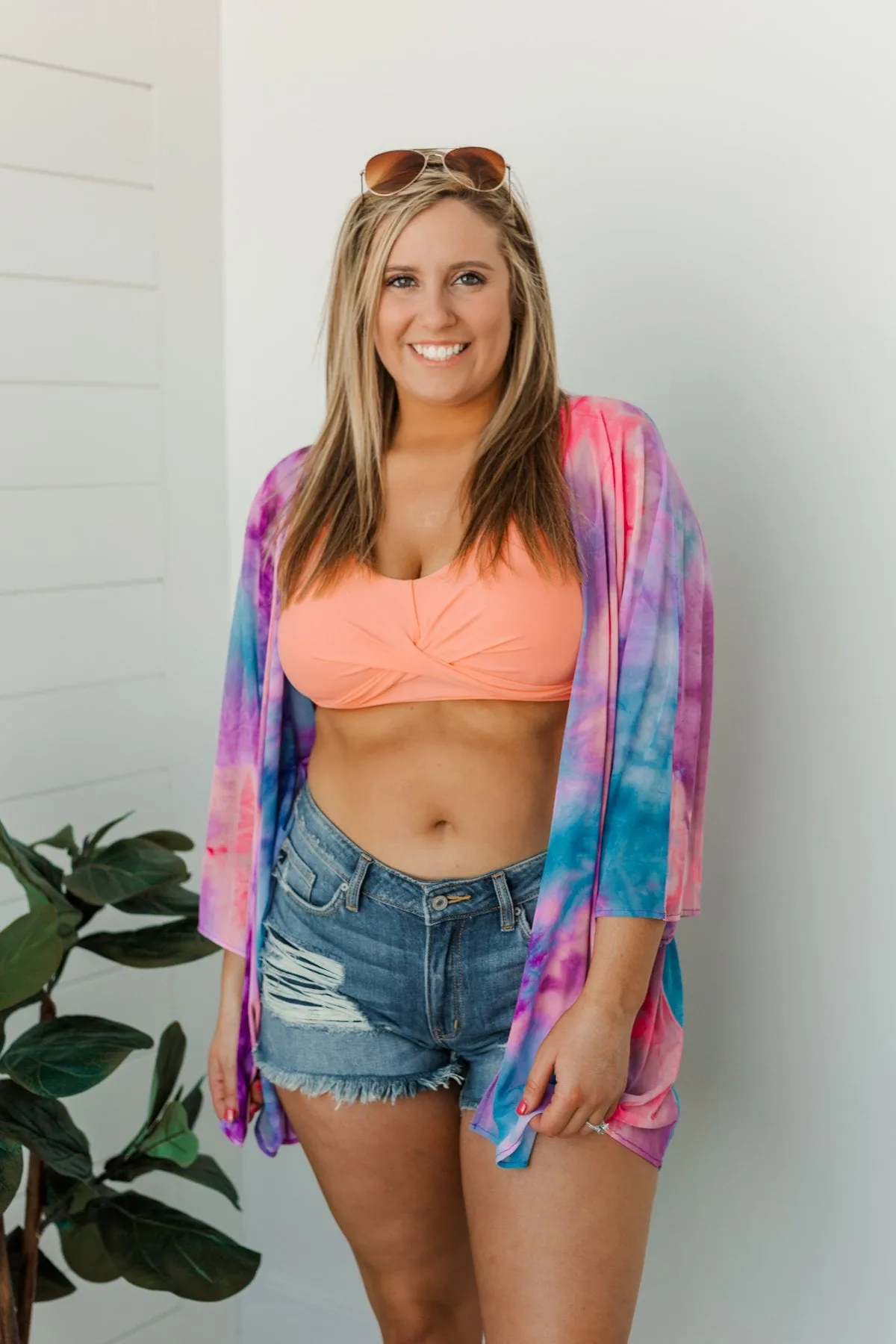 Beachside Bliss Mesh Kimono- Purple, Blue, & Fuchsia