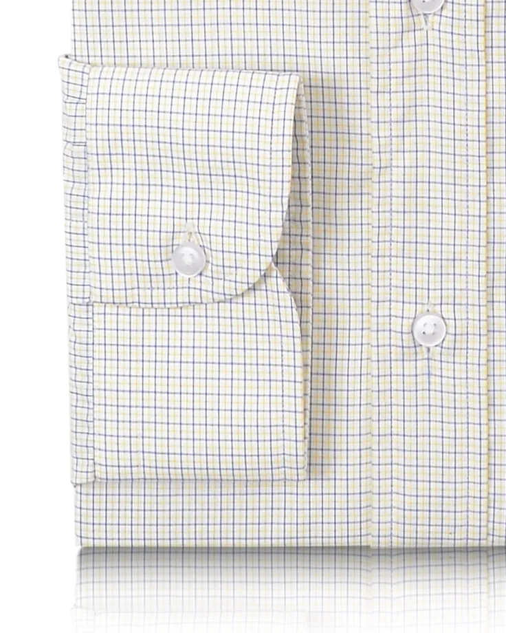 Blue Yellow Tattersall Checks On White Shirt