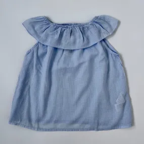 Bonton Pale Blue Summer Blouse With Frill: 6 Years & 8 Years