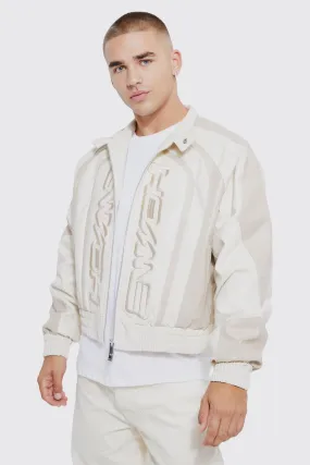 Boxy Pu Panelled Homme Moto Jacket | boohooMAN UK