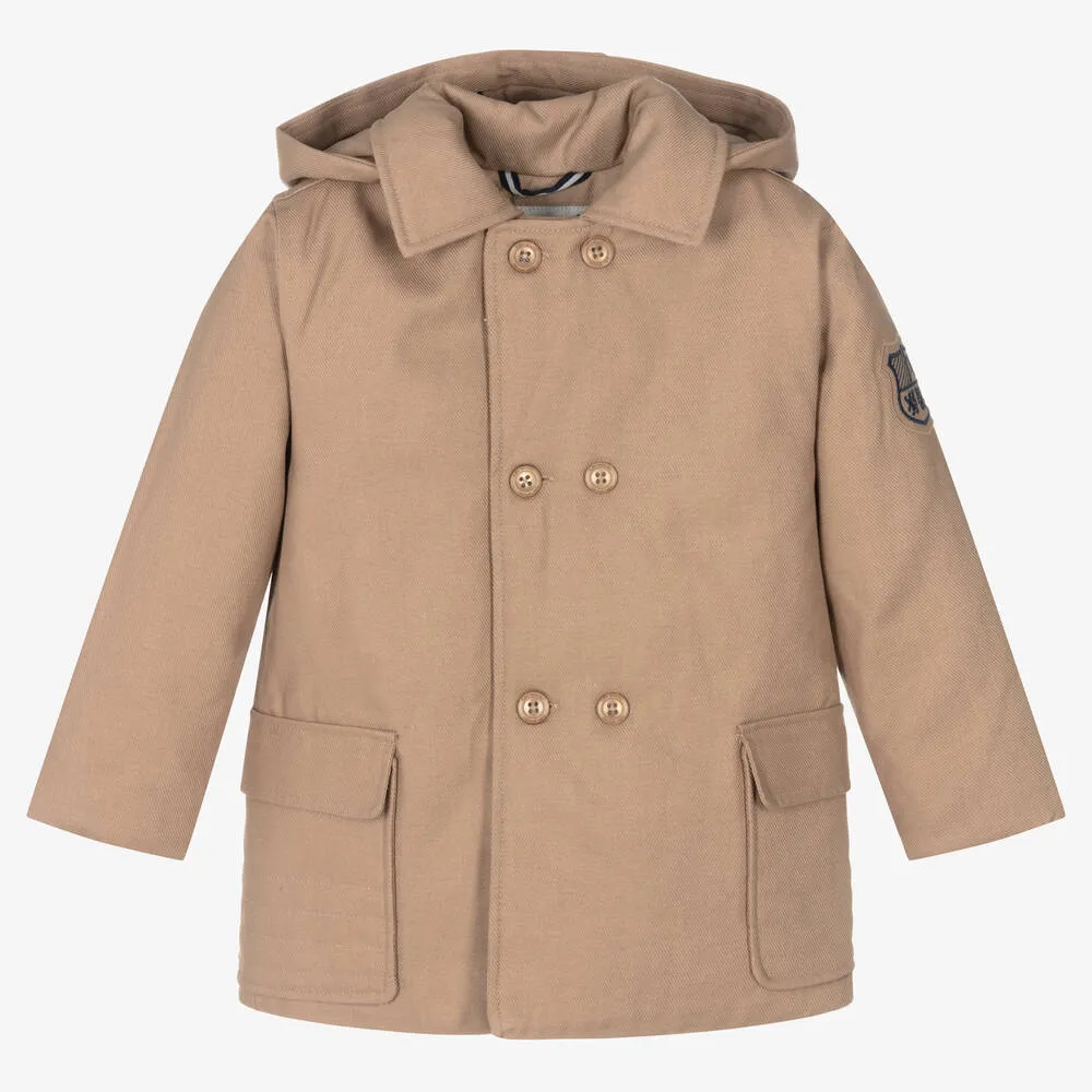 Boys Beige Cotton Coat