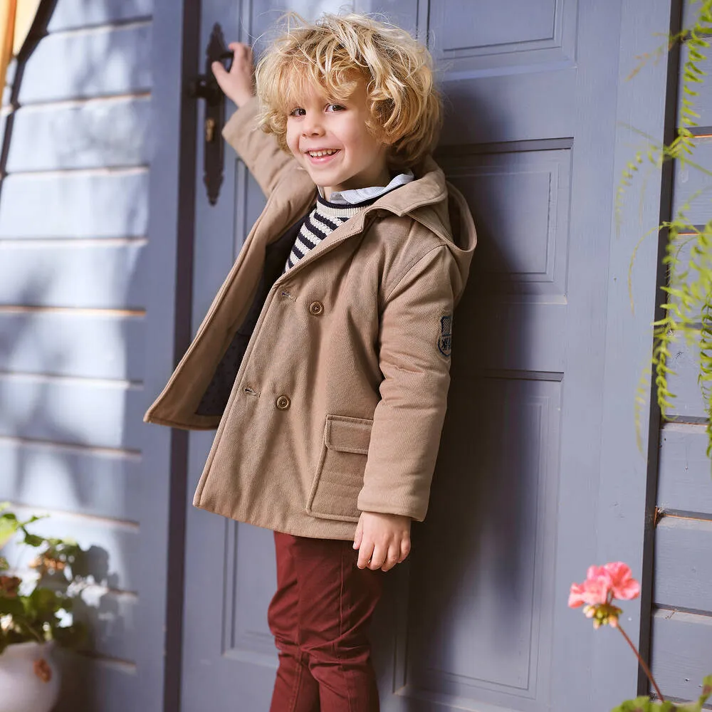 Boys Beige Cotton Coat