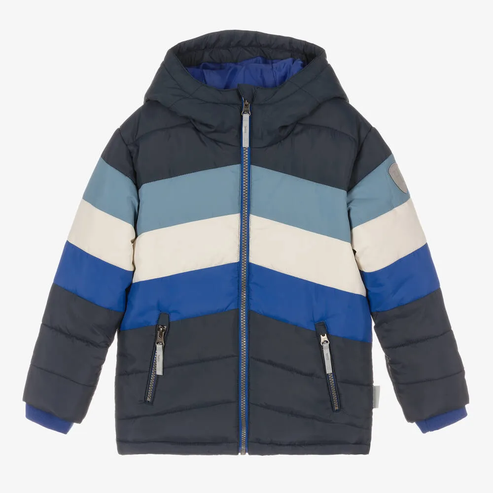 Boys Blue Hooded Puffer Coat