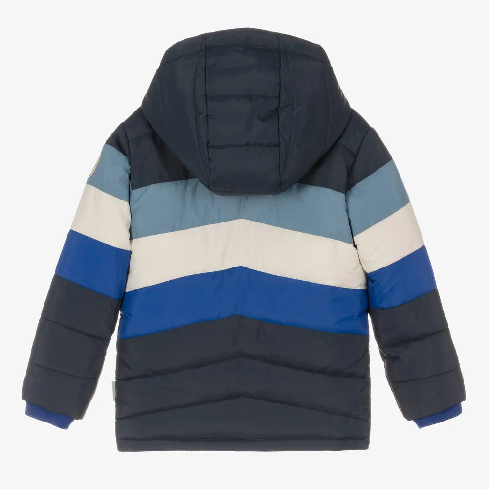 Boys Blue Hooded Puffer Coat