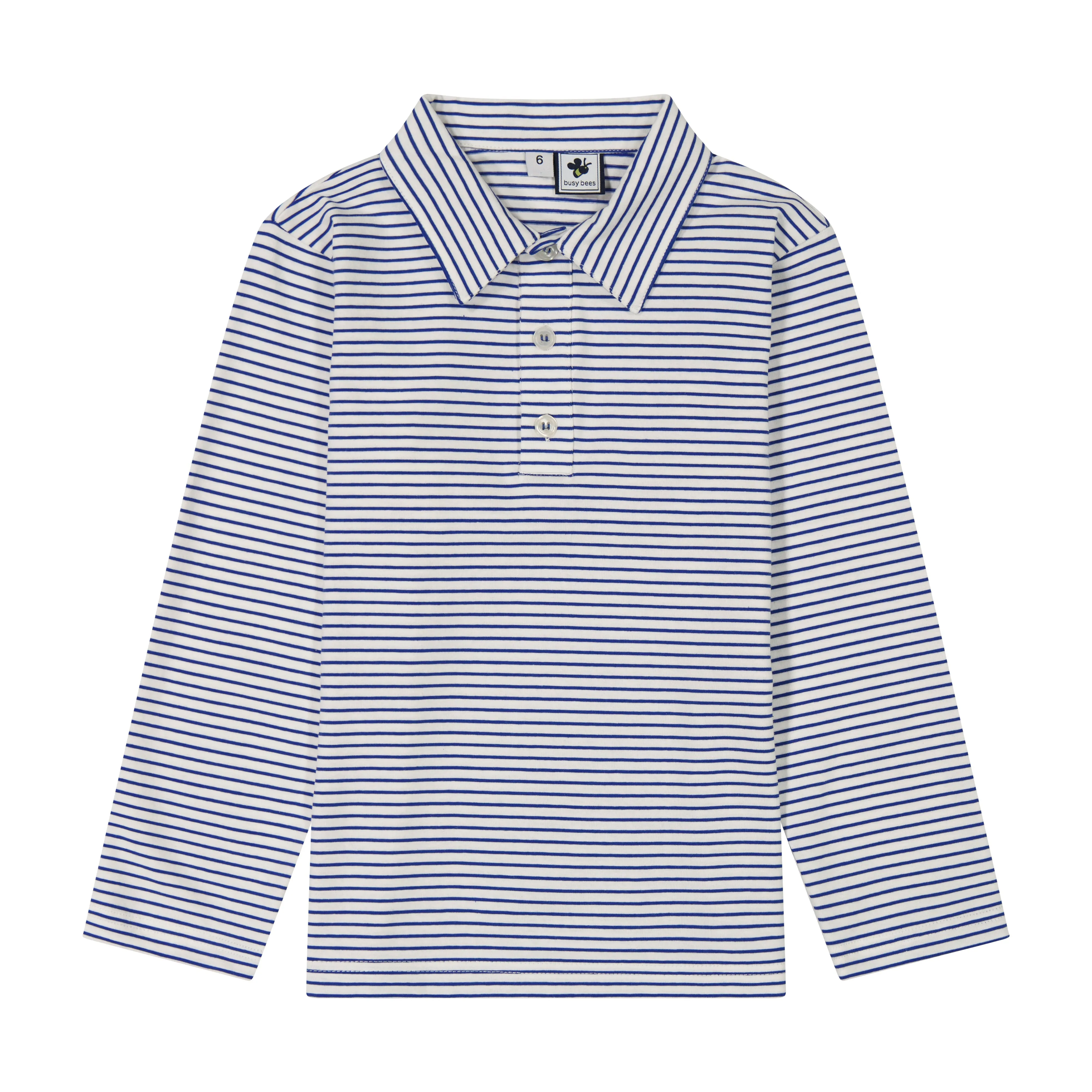 Boys Long Sleeve Polo Blue Stripe