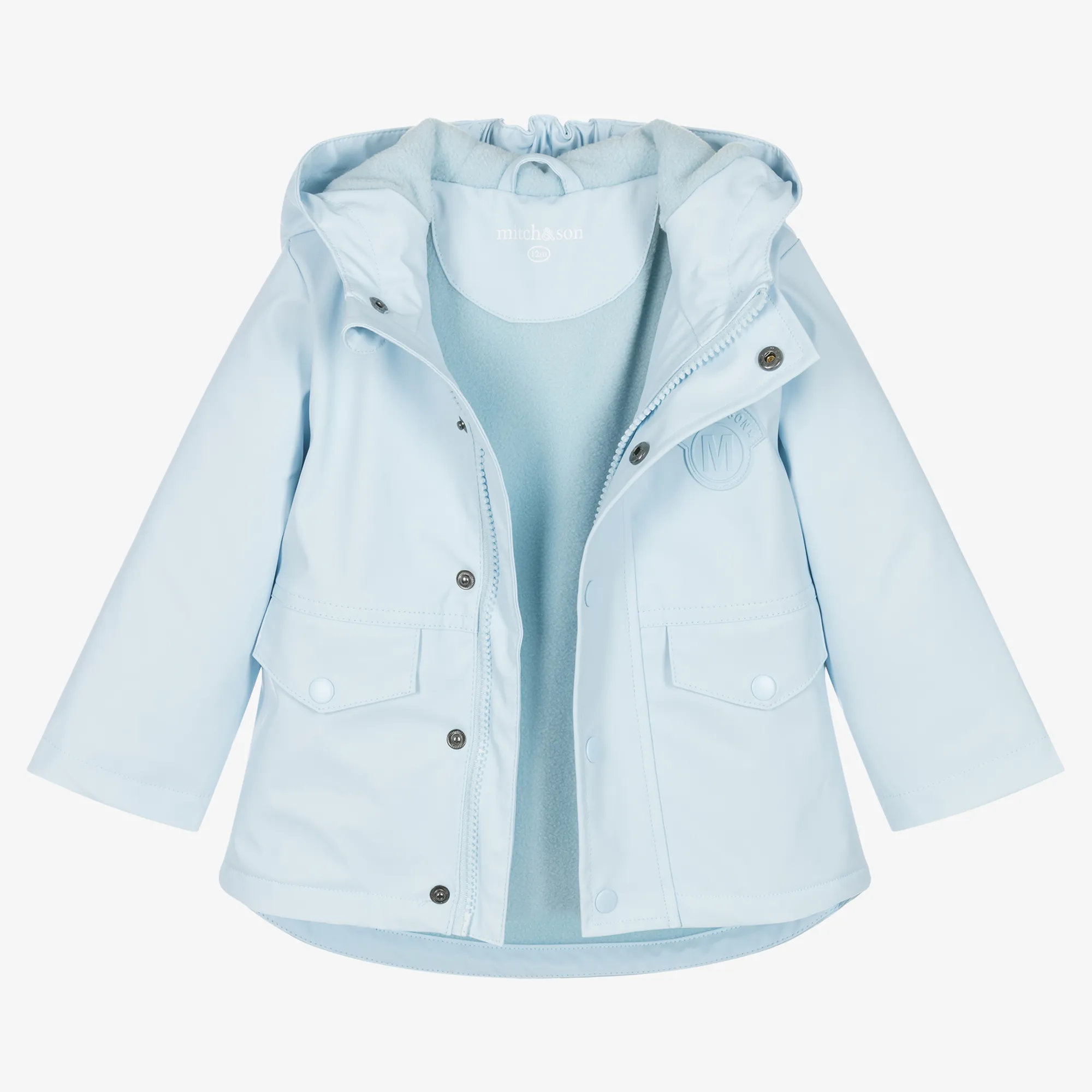 Boys Pale Blue Hooded Coat