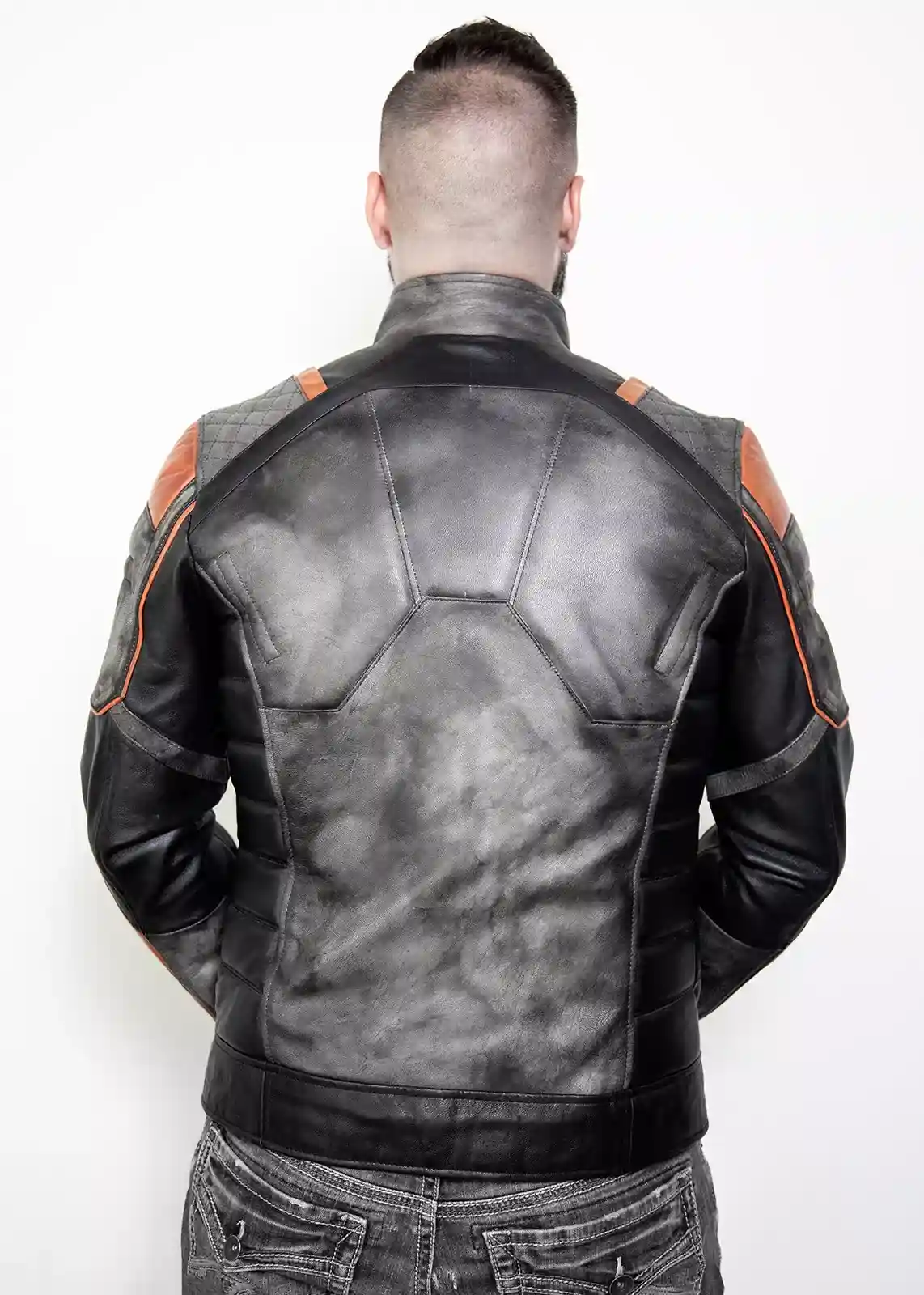 Buy Mens Deathstroke Armor Orange & Gray Knight Moto Leather Jacket