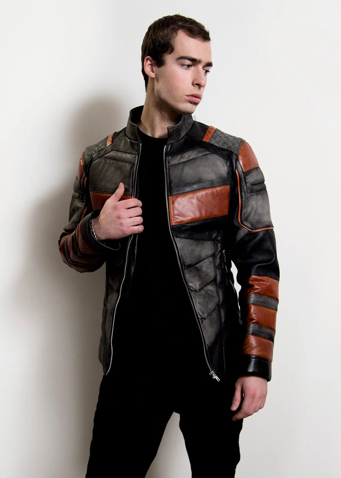 Buy Mens Deathstroke Armor Orange & Gray Knight Moto Leather Jacket