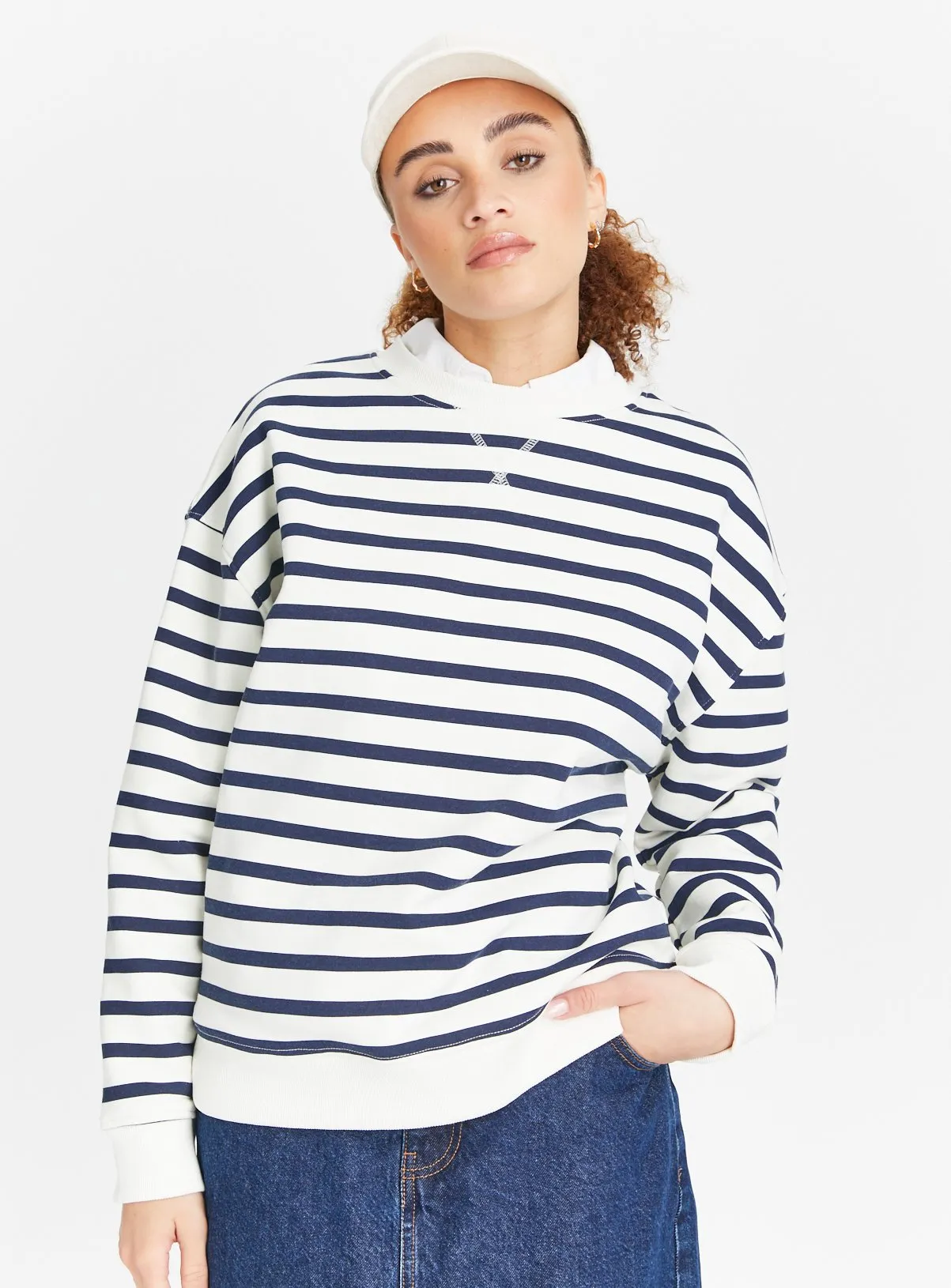 Buy Navy Stripe Relaxed Sweatshirt XXL | Hoodies and sweatshirts | Tu