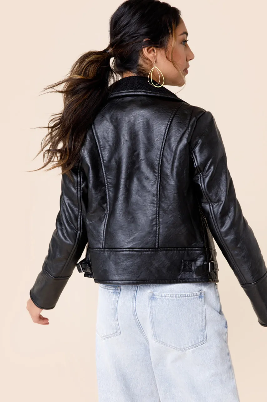 Carissa Faux Shearling Moto Jacket