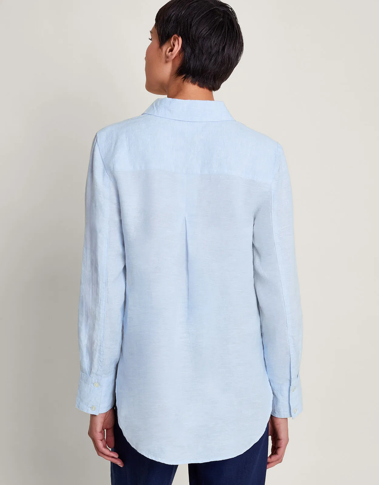 Charlie Longline Linen Shirt Blue