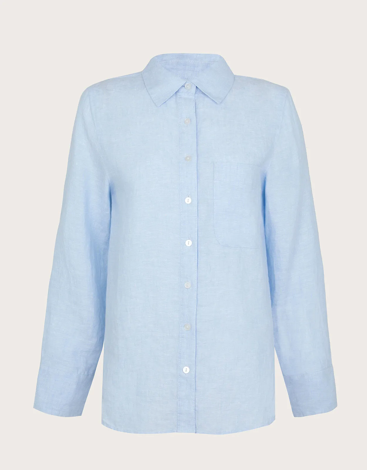 Charlie Longline Linen Shirt Blue