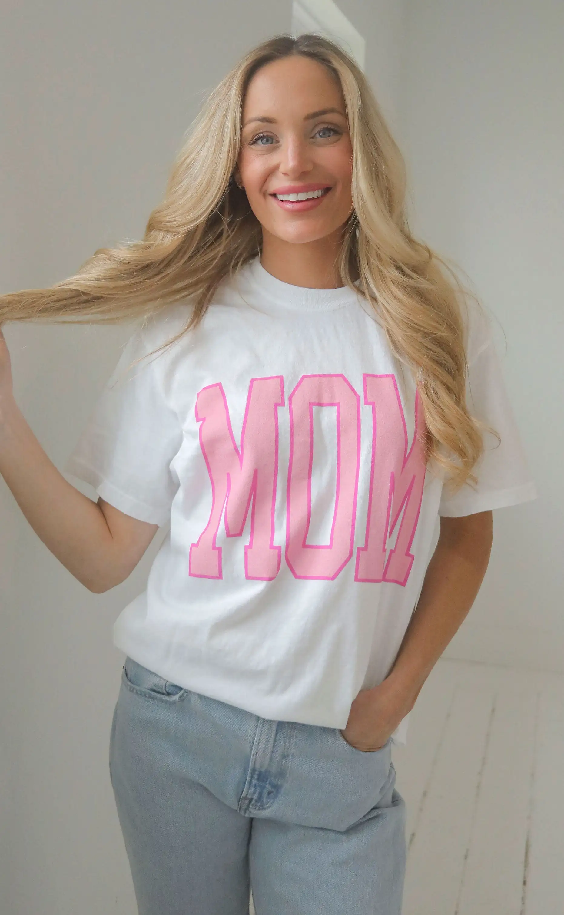 charlie southern: mom t shirt - pink