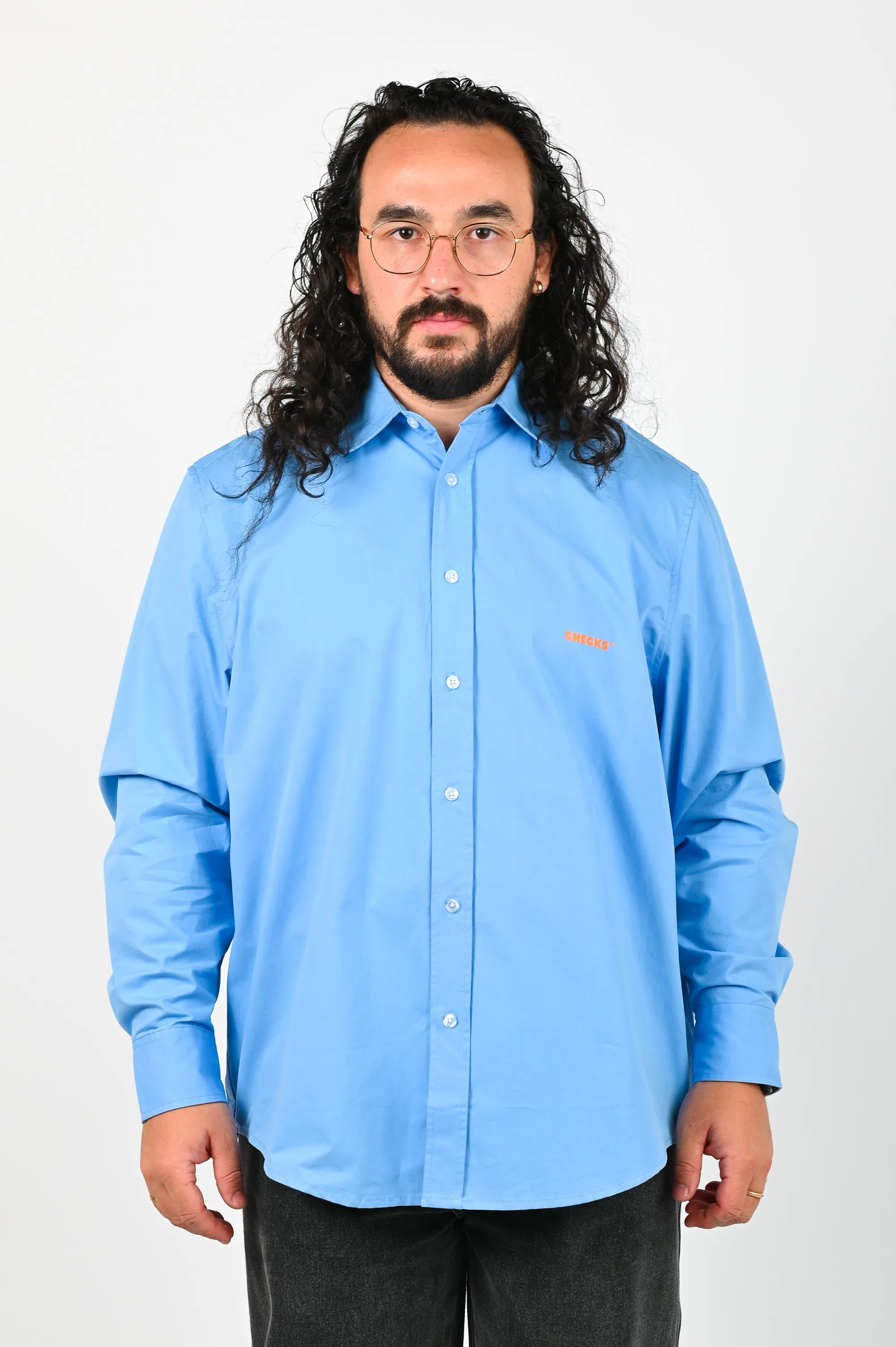 Checks Big Fit Poplin Shirt In Blue