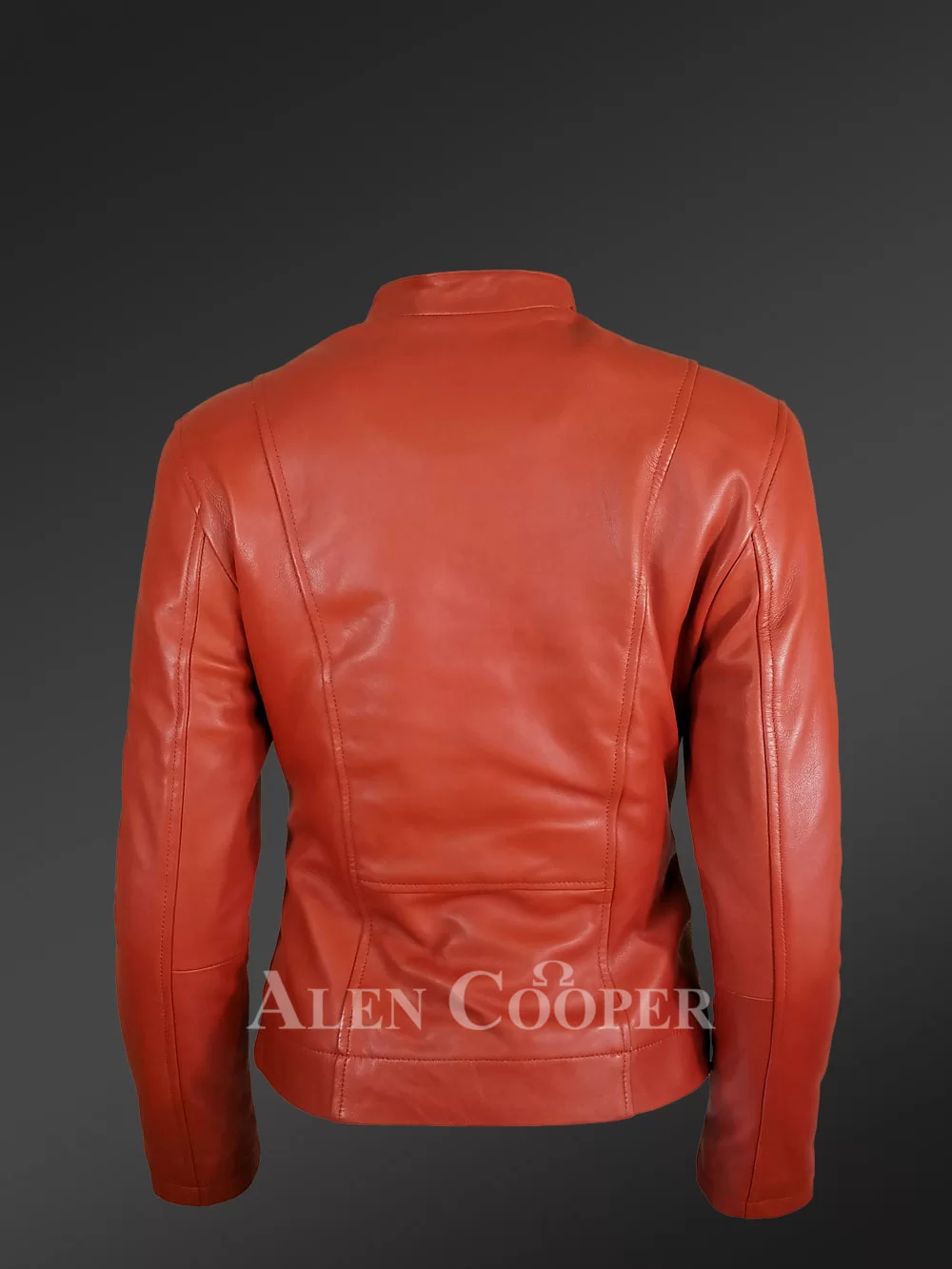 Classic Leather Moto Jacket in Slim Fit and Central Zipper Closing