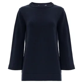 Claudine Cashmere 3/4 Sleeve Sweater - Navy