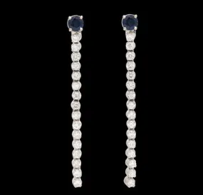 Diamond Line Jacket Earrings & Sapphire Studs