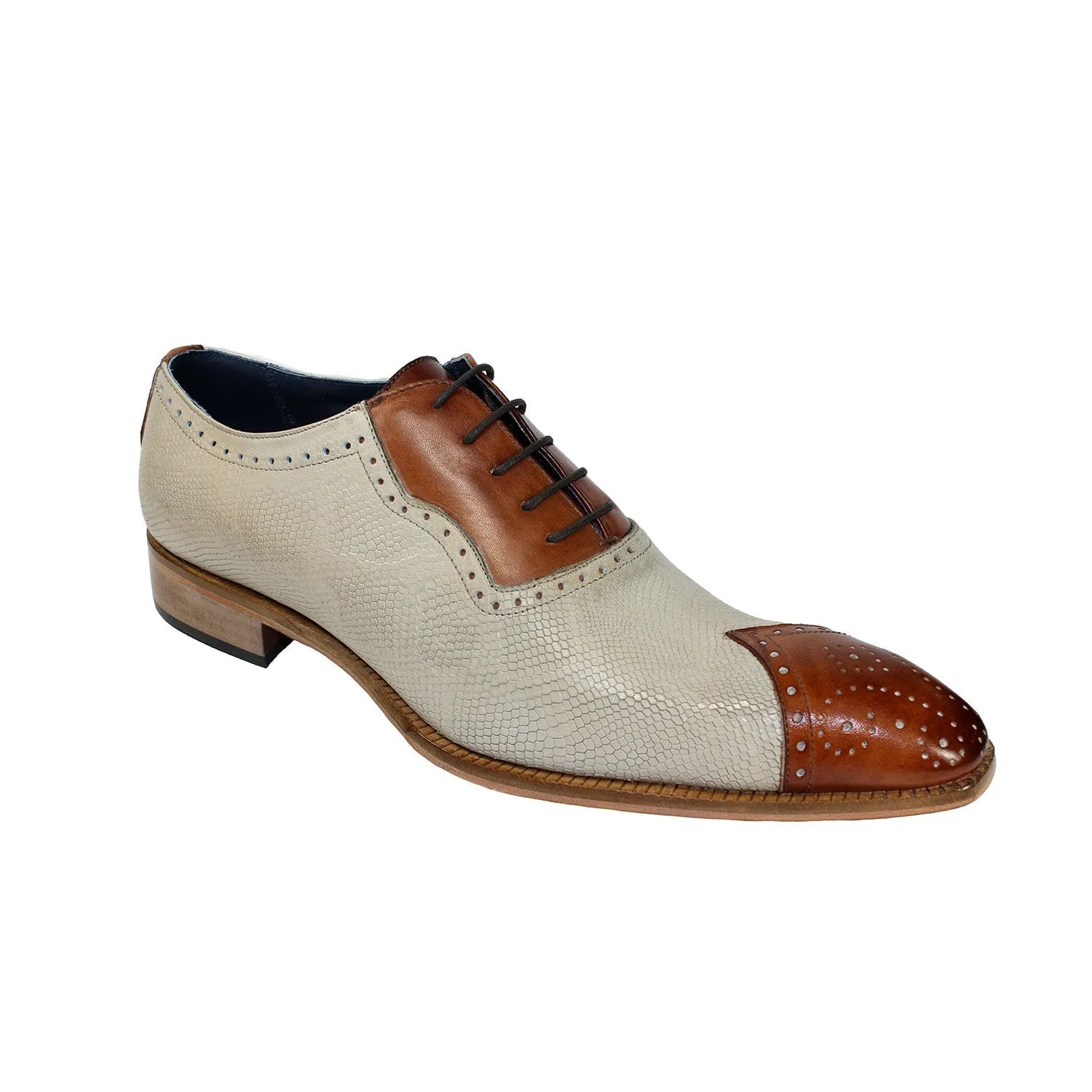 Duca Marino Men's Shoes Brandy/Neutro Calf-Skin Leather/Snake Print Oxfords (D1049)