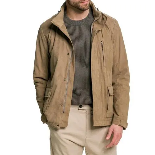 EDUARD DRESSLER Soft Beige Jacket With Hidden Hood | Menswear Online