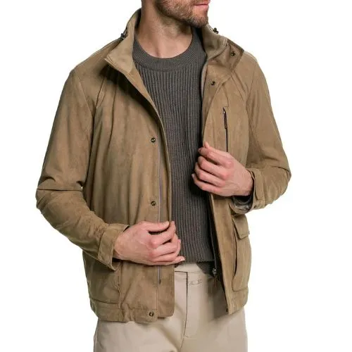 EDUARD DRESSLER Soft Beige Jacket With Hidden Hood | Menswear Online