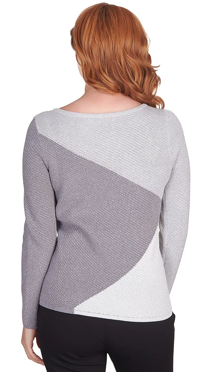 EMALINE SWEATER *PLUS* GREY CREW NECK COLORBLOCK