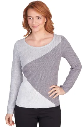 EMALINE SWEATER *PLUS* GREY CREW NECK COLORBLOCK