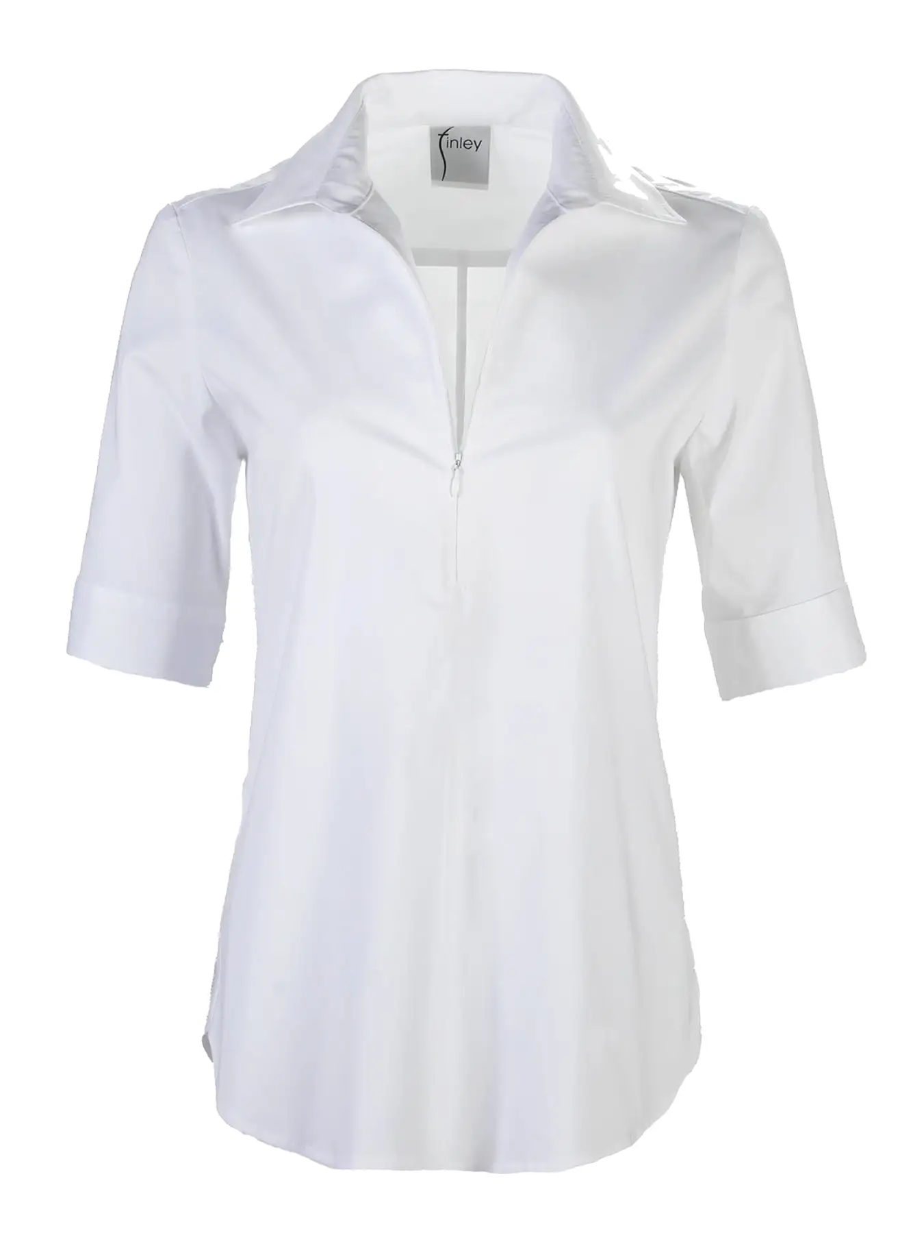 Endora Short Sleeve 1/2 Zip Shirt White