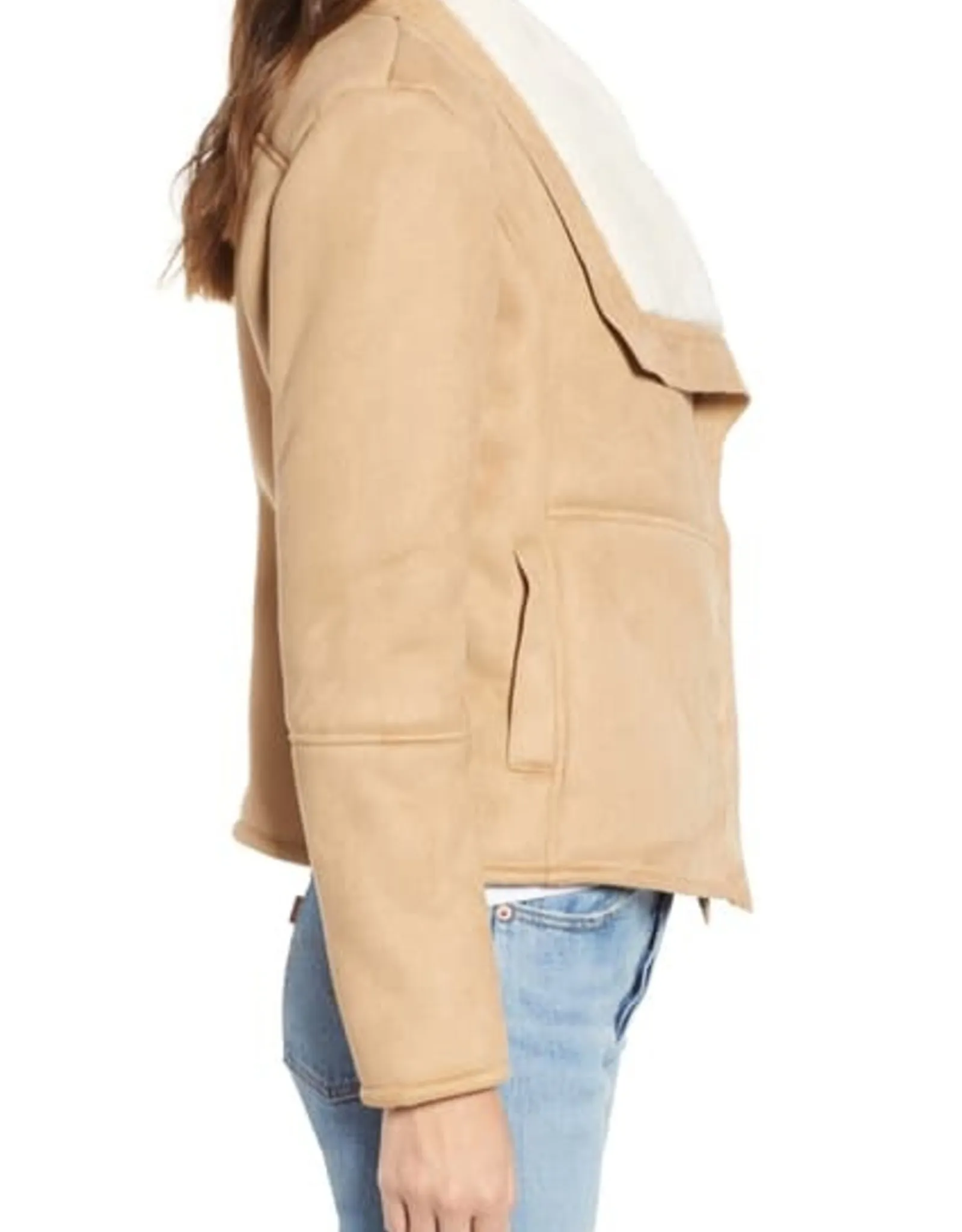   Faux Suede/Faux Fur  Bonded Shearling Moto Jkt