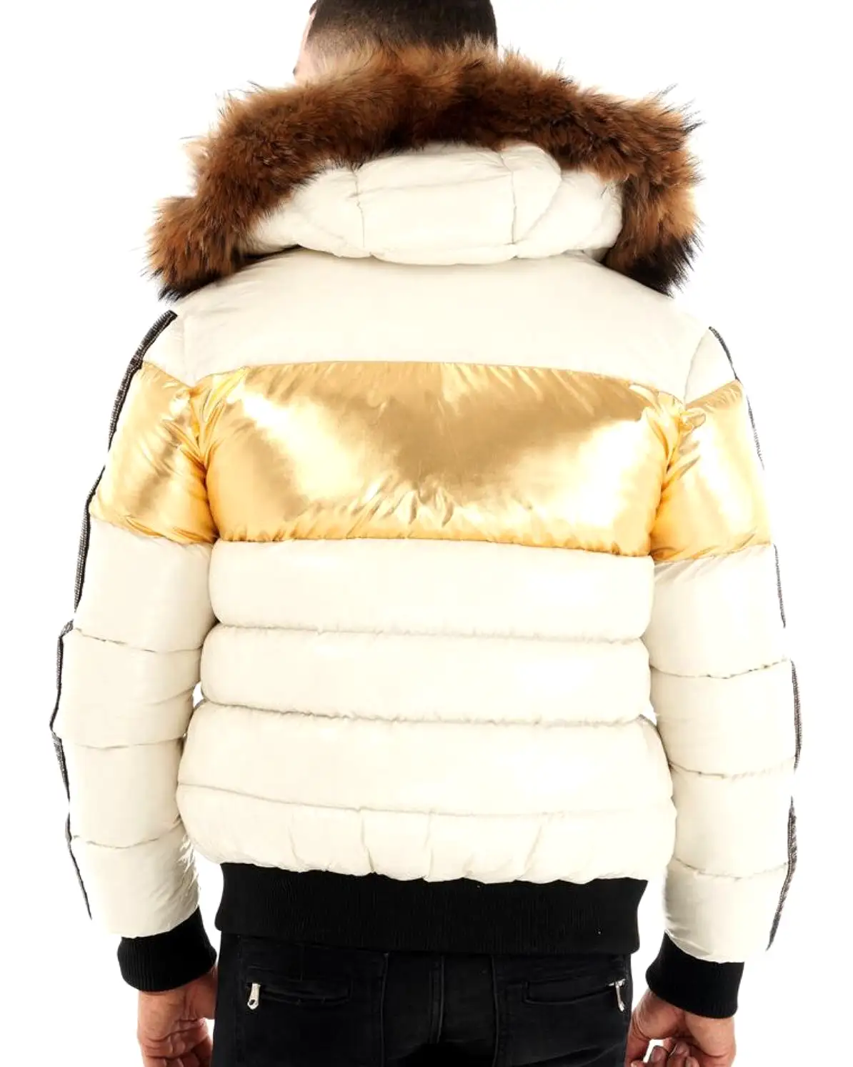 George Ave White/Gold Puffer Jacket