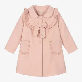 Girls Pale Pink Bow Coat