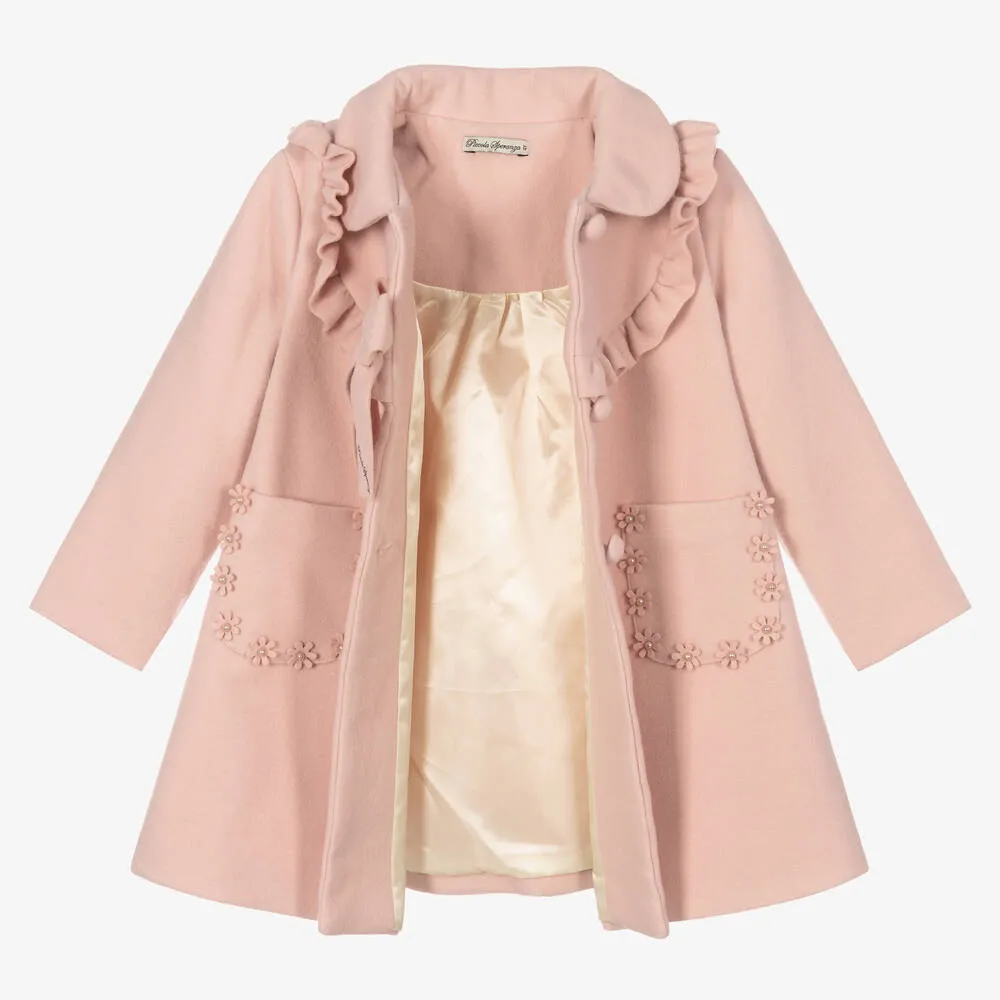 Girls Pale Pink Bow Coat