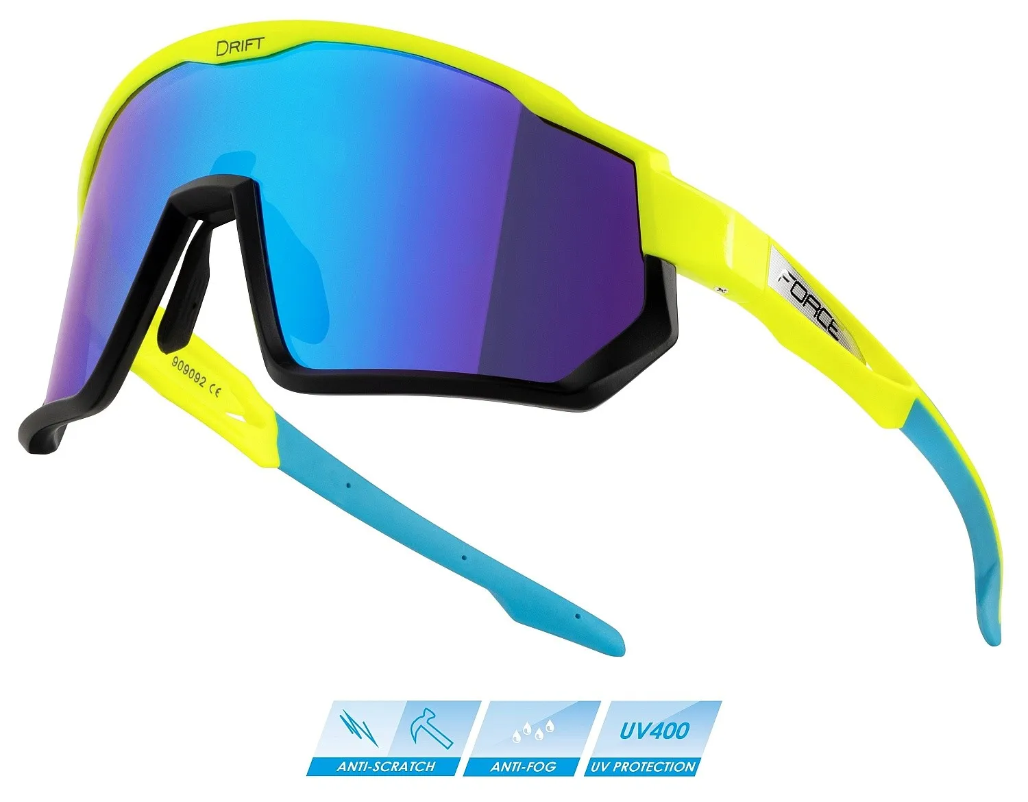 glasses FORCE Drift - Fluo Black/Blue