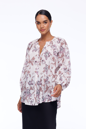 Greta Blouse - Exclusive White/Pink/Mauve Floral