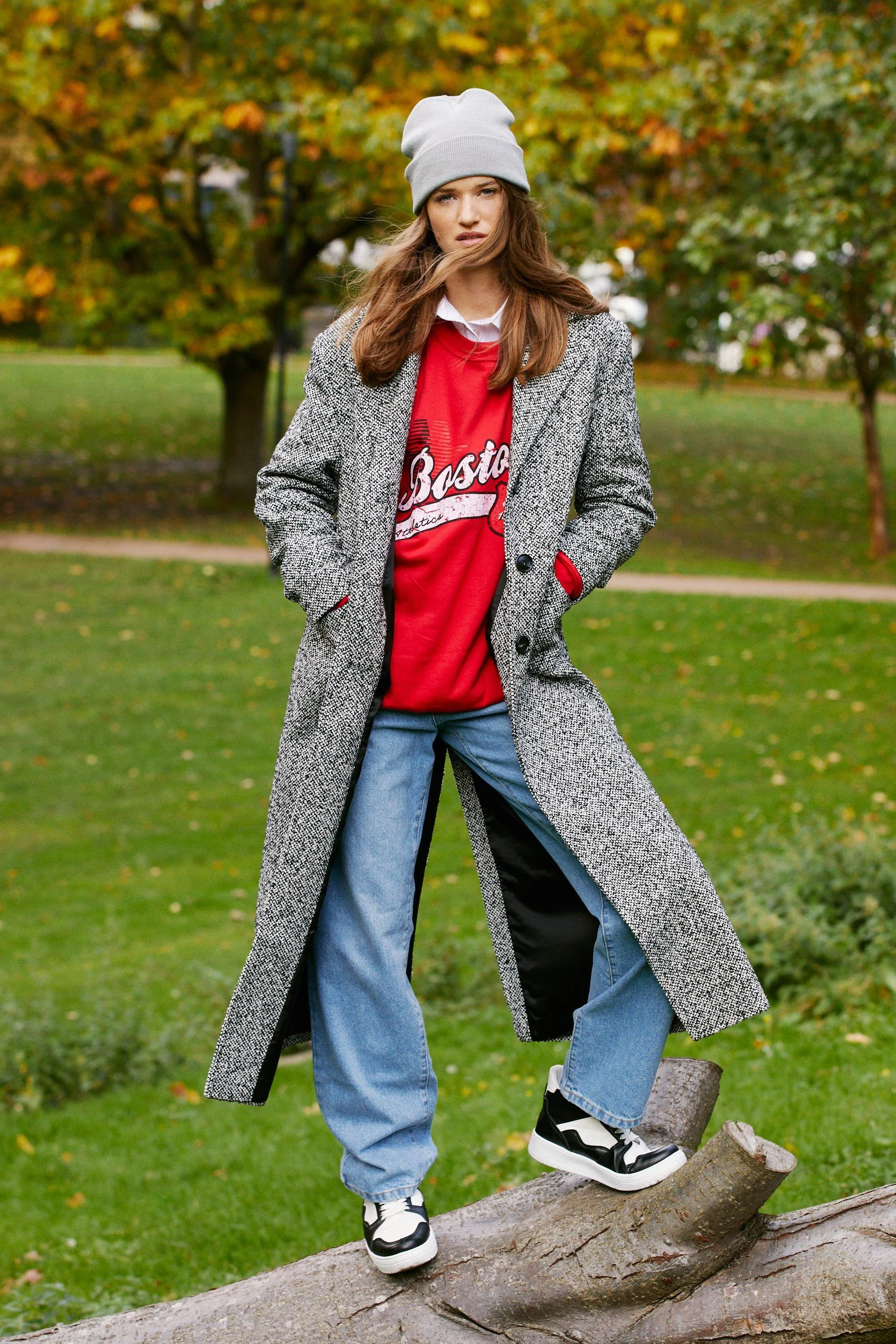 Grey Wool Look Coat