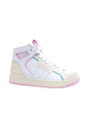 GUESS Sneaker Basket Hi Donna White Pink FL7BSQLEA12