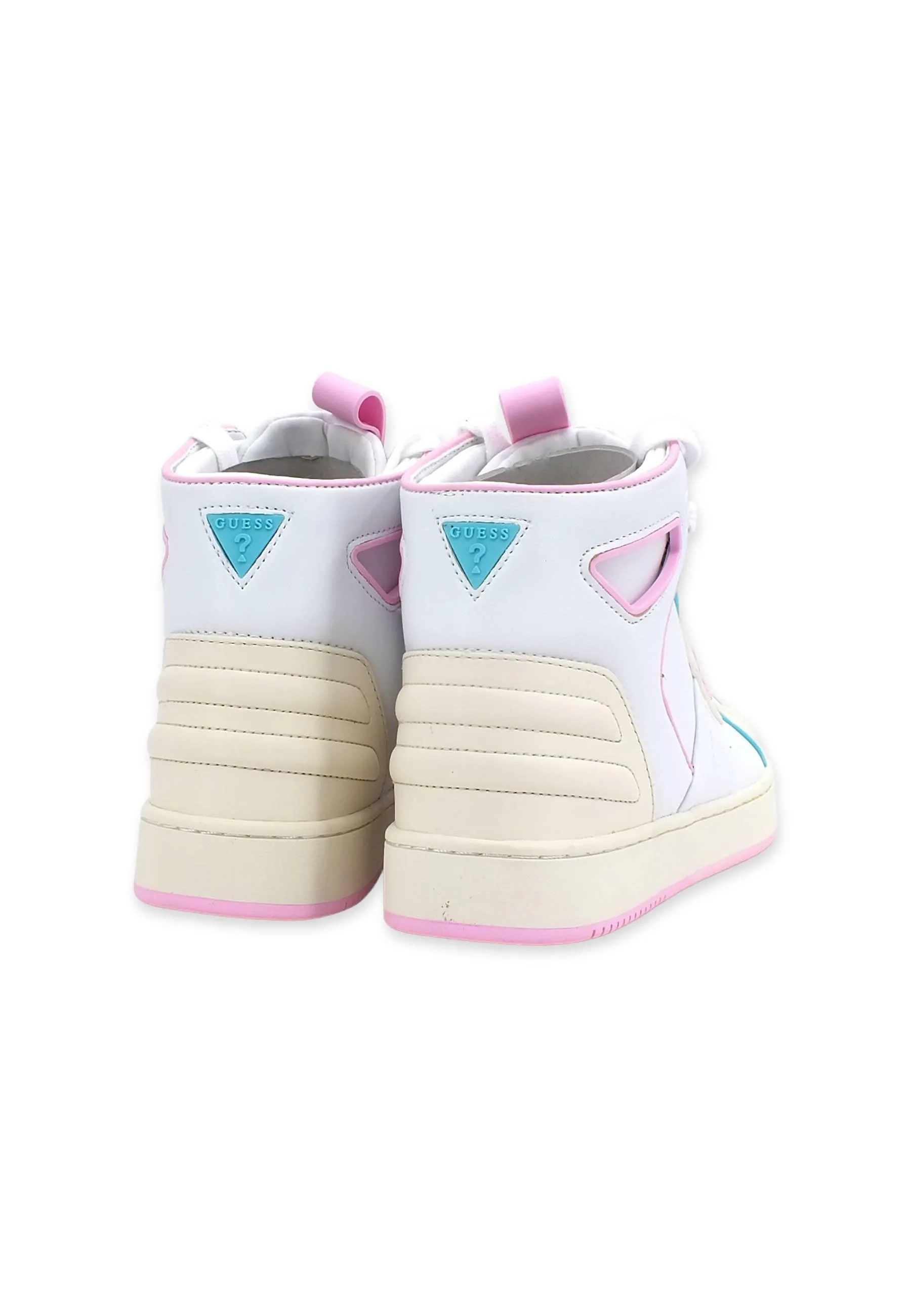 GUESS Sneaker Basket Hi Donna White Pink FL7BSQLEA12